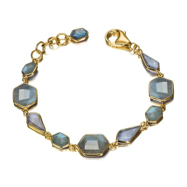 Sterling Silver 18K Vermeil Labradorite GEO Bracelet Length 7.5 Inches Quality Gem LLC Bethel, CT