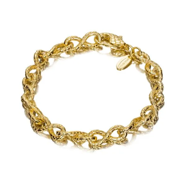 Sterling Silver 18K Vermeil Snake Textured Infinity Bracelet Length 8 Inches Quality Gem LLC Bethel, CT