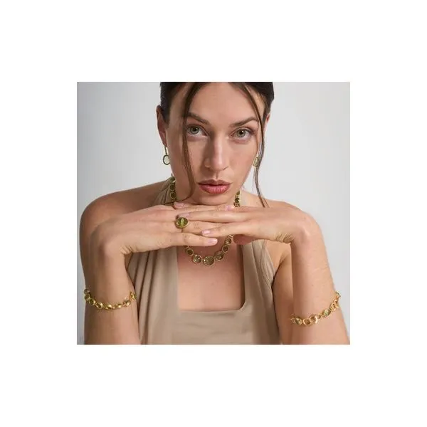 Sterling Silver 18K Vermeil Green Amethyst Textured Shade Bracelet Length 8 Inches Adjustable Image 2 Quality Gem LLC Bethel, CT