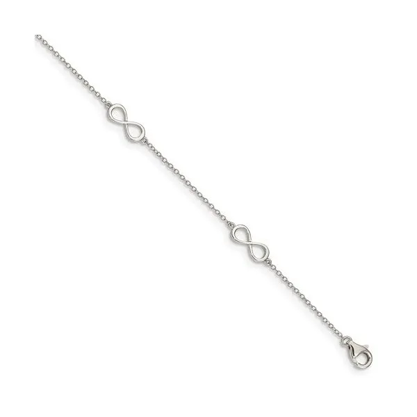 Sterling Silver Infinity Anklet Bracelet Length 10-12 Inches Adjustable Quality Gem LLC Bethel, CT
