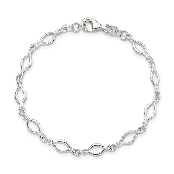 Sterling Silver Fancy Link Bracelet Length 7.25 Inches Image 2 Quality Gem LLC Bethel, CT