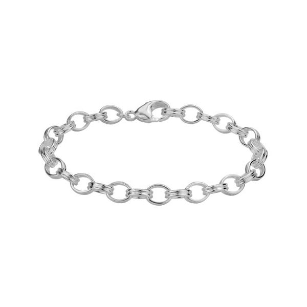 Sterling Silver Ribbed Cable Link Bracelet Length 7.5 Inches Quality Gem LLC Bethel, CT