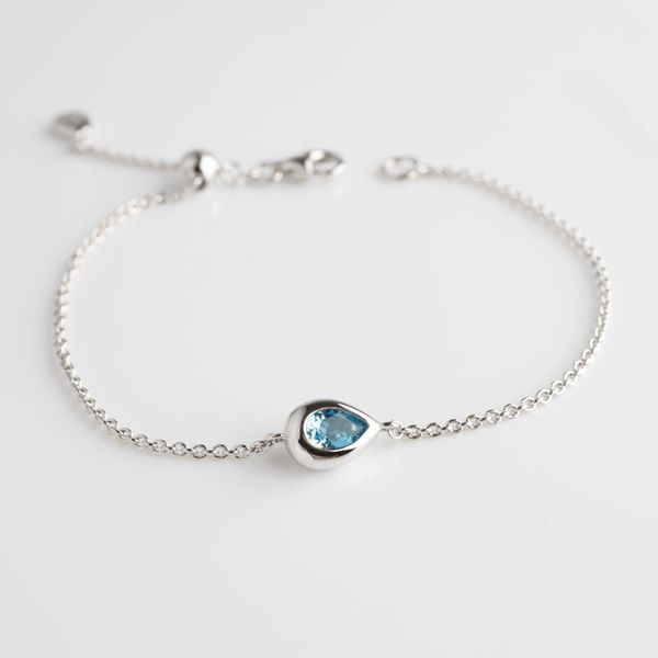 Sterling Silver Rhodium Plated Coast Pebble Swiss Blue Topaz Slider Bracelet Length 7 Inches Image 2 Quality Gem LLC Bethel, CT