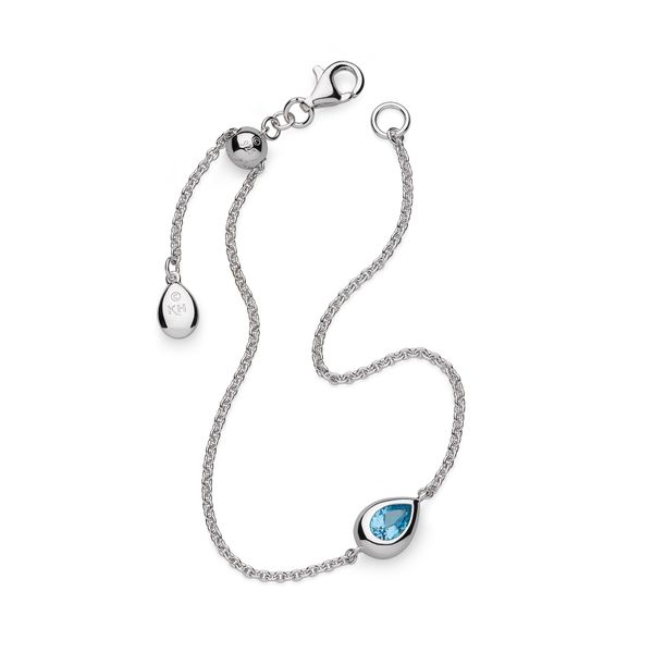 Sterling Silver Rhodium Plated Coast Pebble Swiss Blue Topaz Slider Bracelet Length 7 Inches Quality Gem LLC Bethel, CT
