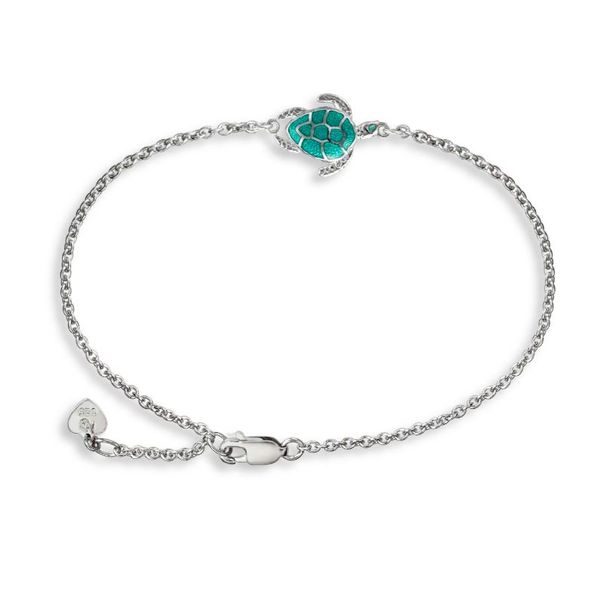 Sterling Silver Rhodium Plated Double Sided Enamel Turtle Bracelet Length 7.5-8.25 Inches Adjustable Quality Gem LLC Bethel, CT