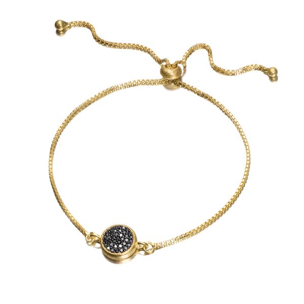 Sterling Silver 18K Vermeil STARS Bolo Bracelet With Black Spinels Quality Gem LLC Bethel, CT