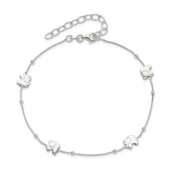 Sterling Silver Elephant Ankle Bracelet Length 10 Inches Quality Gem LLC Bethel, CT