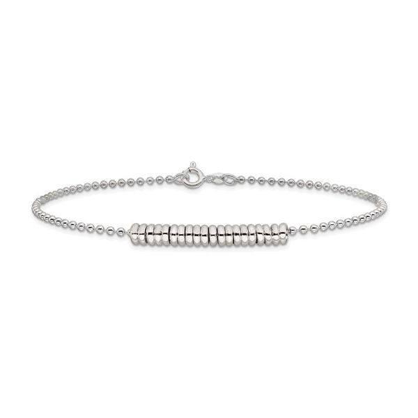 Sterling Silver Rhodium Plated Fancy Love Ring Anklet Bracelet Length 10 Inches Quality Gem LLC Bethel, CT