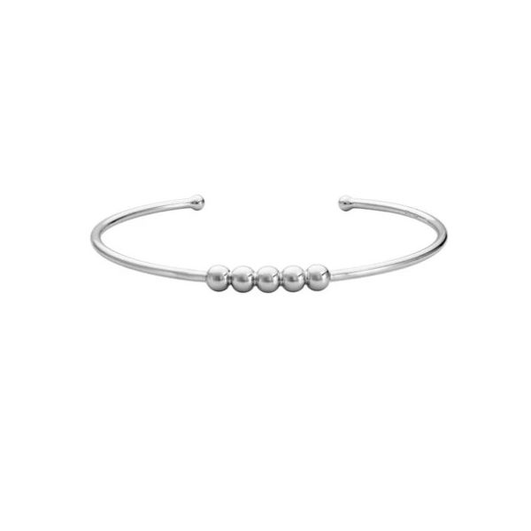 Sterling Silver Rhodium Plated 5 Bead Cuff Bangle Bracelet Quality Gem LLC Bethel, CT
