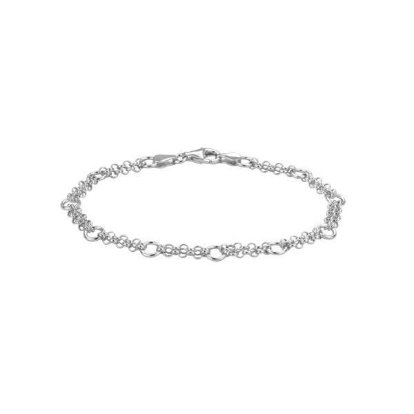 Sterling Silver Circles and Mesh Bracelet Length 7.25 Inches Image 2 Quality Gem LLC Bethel, CT