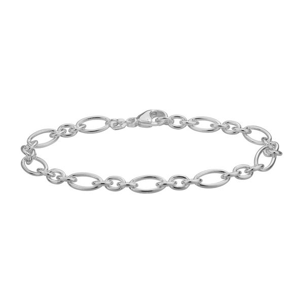 Sterling Silver Figaro Oval Link Bracelet Length 7.5 Inches Quality Gem LLC Bethel, CT