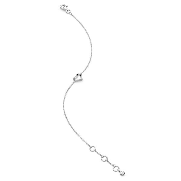 Sterling Silver Rhodium Plated Love Heart Fine Outline Mini Bracelet Length 7.5 Inches Quality Gem LLC Bethel, CT