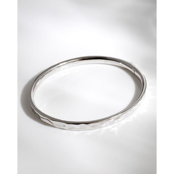 Sterling Silver Rhodium Plated Mirage Reflect Hinged Bangle Bracelet Image 3 Quality Gem LLC Bethel, CT
