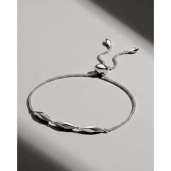 Sterling Silver Rhodium Plated Glint Triplet Toggle Bracelet Image 3 Quality Gem LLC Bethel, CT