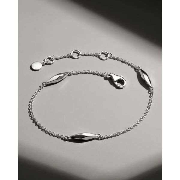 Sterling Silver Rhodium Plated Glint Station Bracelet Length 7.5 Inches Image 2 Quality Gem LLC Bethel, CT