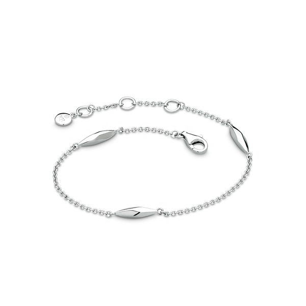 Sterling Silver Rhodium Plated Glint Station Bracelet Length 7.5 Inches Quality Gem LLC Bethel, CT