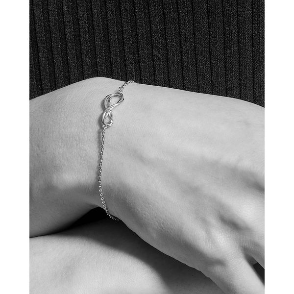 Sterling Silver Rhodium Plated Infinity Mini Bracelet Length 7.5 Inches Image 2 Quality Gem LLC Bethel, CT