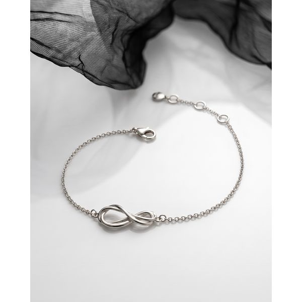Sterling Silver Rhodium Plated Infinity Mini Bracelet Length 7.5 Inches Image 3 Quality Gem LLC Bethel, CT