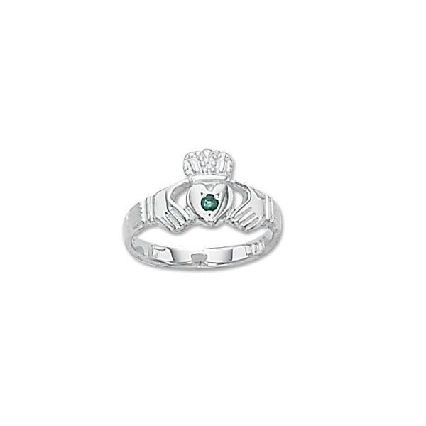Sterling Silver Emerald Claddagh Ring Image 2 Quality Gem LLC Bethel, CT