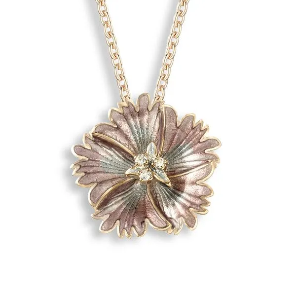 Rose Gold Plated Sterling Silver Enamel Flower Pendant Quality Gem LLC Bethel, CT