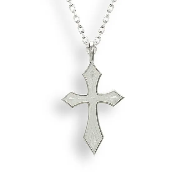 Sterling Silver White Enamel Cross Pendant Quality Gem LLC Bethel, CT
