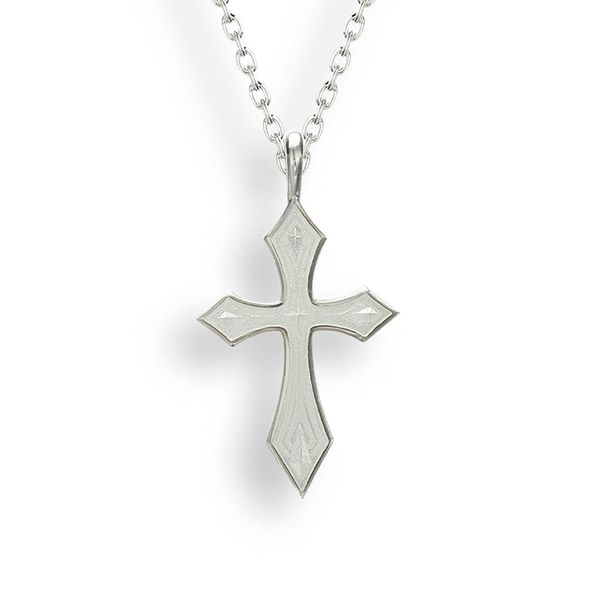 Sterling Silver White Enamel Cross Pendant Quality Gem LLC Bethel, CT