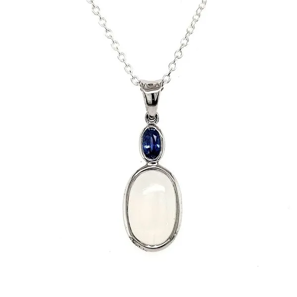 Sterling Silver Moonstone and Sapphire Bezel Pendant Quality Gem LLC Bethel, CT
