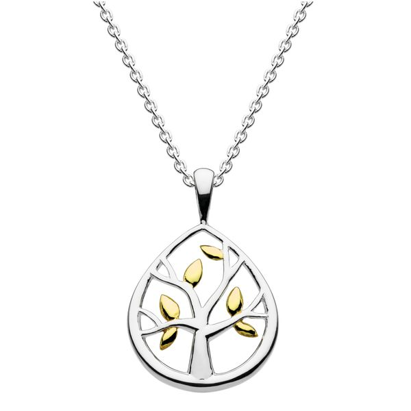 Sterling Silver & 18K Yellow Gold Plate Leafed Tree Pendant Quality Gem LLC Bethel, CT
