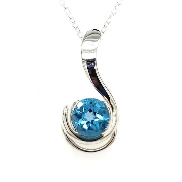 Sterling Silver Curling Blue Topaz Pendant Quality Gem LLC Bethel, CT