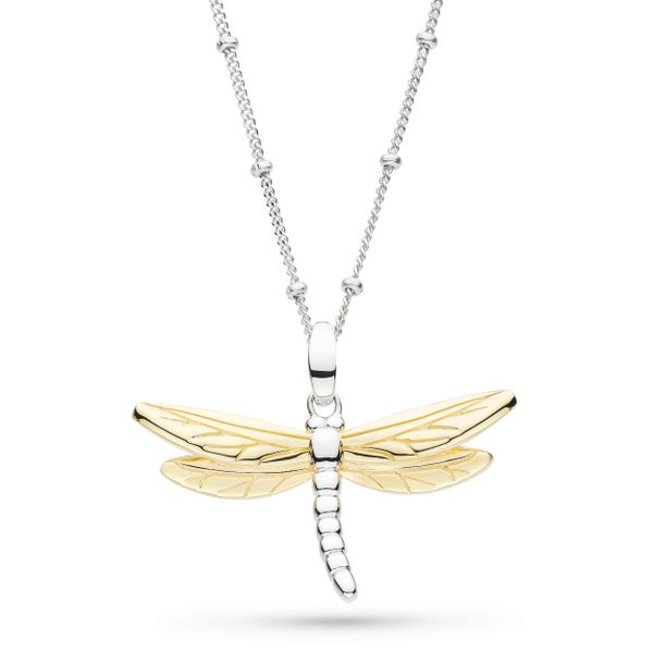 Sterling Silver & 18K Yellow Gold Plate Blossom Flyte Dragonfly Ball Chain Necklace Quality Gem LLC Bethel, CT