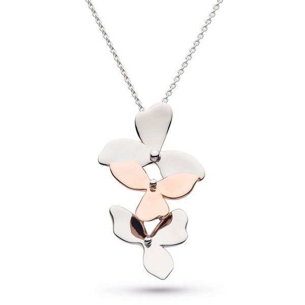 Sterling Silver & 18K Rose Gold Plate Blossom Bloom Trio Necklace Quality Gem LLC Bethel, CT