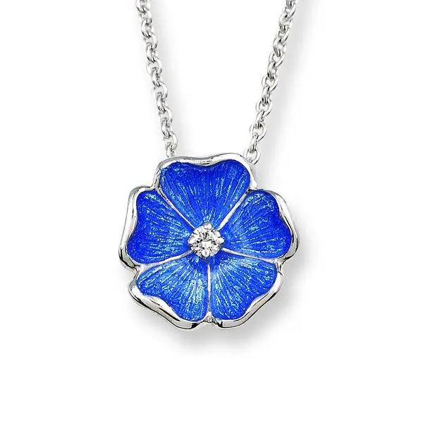 Sterling Silver Blue Enamel Rose Necklace Quality Gem LLC Bethel, CT