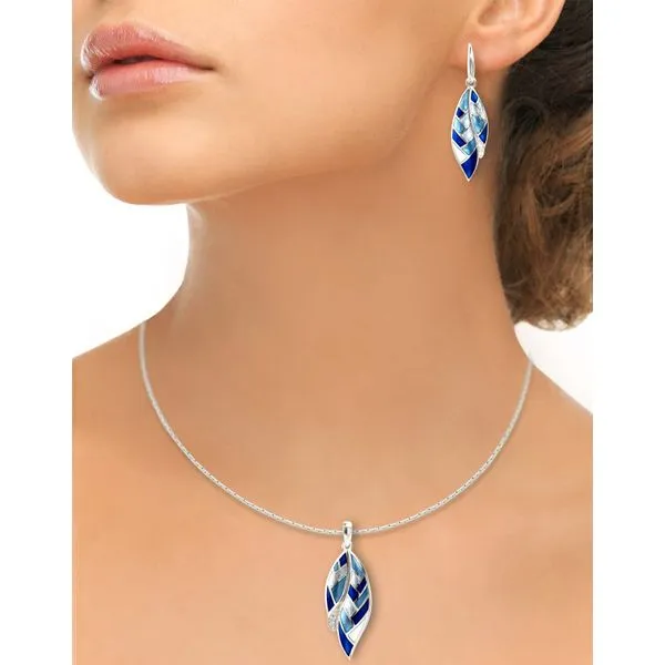 Sterling Silver Enamel Harlequin Feather Pendant Image 2 Quality Gem LLC Bethel, CT