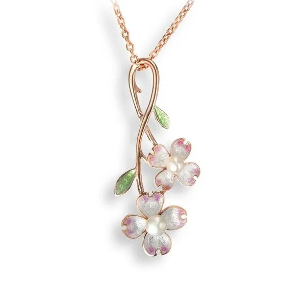 Rose Gold Plated Sterling Silver Dogwood Branch Pendant Quality Gem LLC Bethel, CT