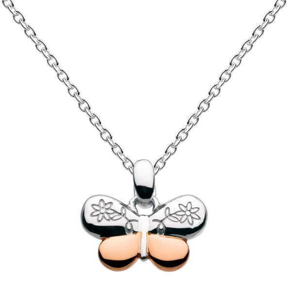 Sterling Silver & Rose Gold Plate Girls Vintage Butterfly Necklace Quality Gem LLC Bethel, CT