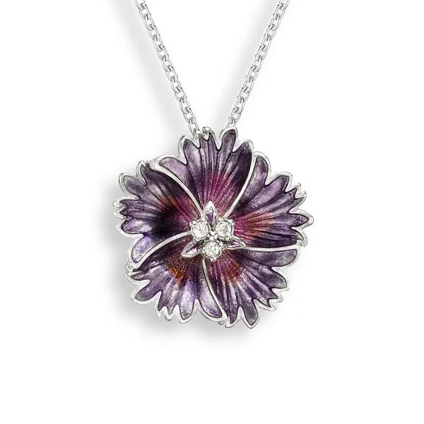 Sterling Silver Purple Enamel Flower Pendant Quality Gem LLC Bethel, CT