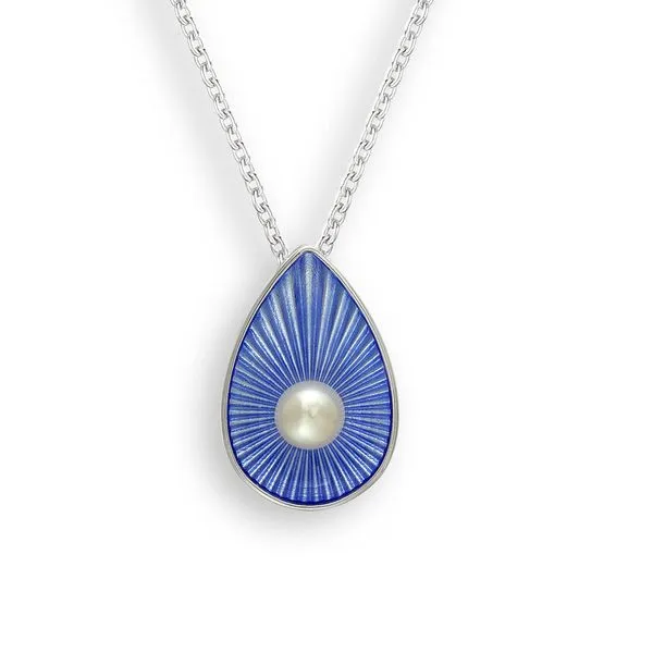 Sterling Silver Enamel Teardrop & Pearl Pendant Quality Gem LLC Bethel, CT