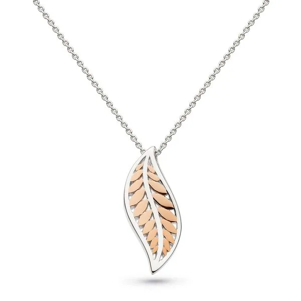 Sterling Silver & 18K Rose Gold Plate Blossom Eden Blush Leaf Pendant Quality Gem LLC Bethel, CT