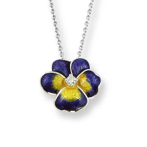 Sterling Silver Purple & Yellow Enamel Pansy Pendant Quality Gem LLC Bethel, CT
