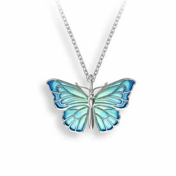 Sterling Silver Blue Enamel Butterfly Pendant Quality Gem LLC Bethel, CT