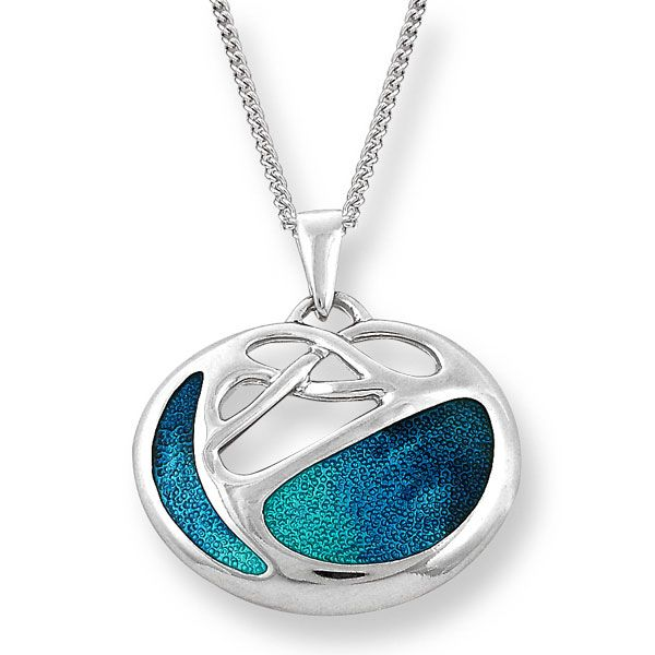 Sterling Silver Sea Blue Art Nouveau Enamel Pendant Quality Gem LLC Bethel, CT