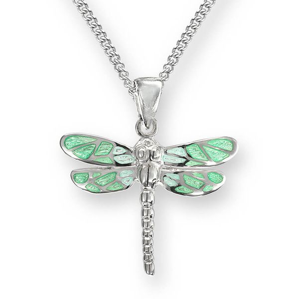 Sterling Silver Green Enamel Dragonfly Pendant Quality Gem LLC Bethel, CT