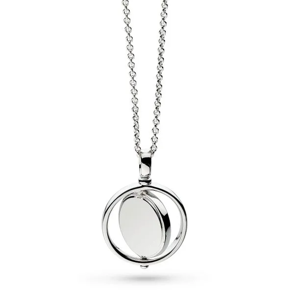 Sterling Silver Revival Eclipse Round Spinner Necklace Length 17 inches Image 2 Quality Gem LLC Bethel, CT