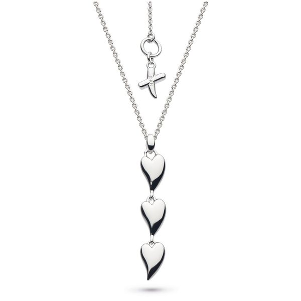 Sterling Silver Desire Kiss Rhodium Plate Triple Hearts Necklace Quality Gem LLC Bethel, CT