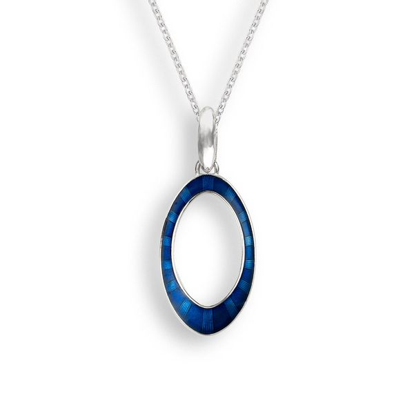 Sterling Silver Open Oval Navy Enamel Pendant Quality Gem LLC Bethel, CT