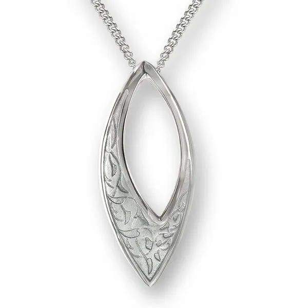 Sterling Silver Gray Enamel Open Marquise Pendant Quality Gem LLC Bethel, CT