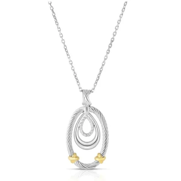 Sterling Silver & 18K Yellow Gold Italian Cable Abbraccio Oval Pendant Length 18 Inches Quality Gem LLC Bethel, CT