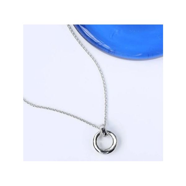Sterling Silver Rhodium Plated Bevel Cirque Pendant Length 18 Inches Image 3 Quality Gem LLC Bethel, CT