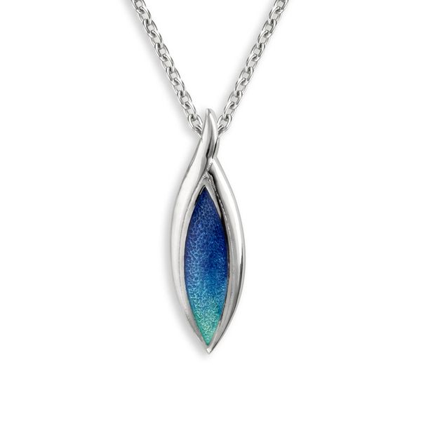 Sterling Silver Enamel Turquoise Watercolors Marquise Pendant Quality Gem LLC Bethel, CT