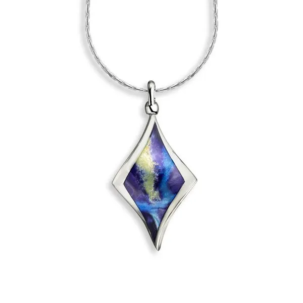 Sterling Silver Multi Color Vitreous Enamel Aurora Diamond Double Sided Twist Pendant Quality Gem LLC Bethel, CT